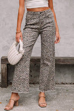 Load image into Gallery viewer, Leopard Frayed Edge Wide Leg Jeans