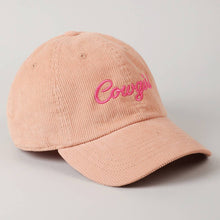 Load image into Gallery viewer, Cowgirl Text Solid Color Corduroy Baseball Cap