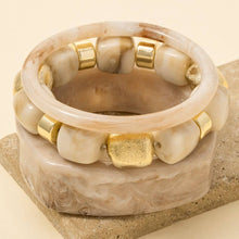Load image into Gallery viewer, Mixed Square Resin Bangle And Beads Bracelet Set