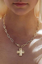 Load image into Gallery viewer, NOTABLE HAMMERED CROSS FRONT TOGGLE NECKLACE
