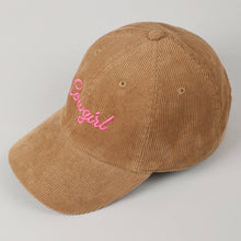 Load image into Gallery viewer, Cowgirl Text Solid Color Corduroy Baseball Cap