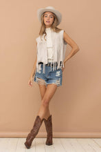 Load image into Gallery viewer, Faux Leather Fringe Braided Yoke Crop Waist Vest