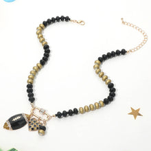 Load image into Gallery viewer, Gameday Football Heart Charm Carabiner Pendant Beaded Necklace