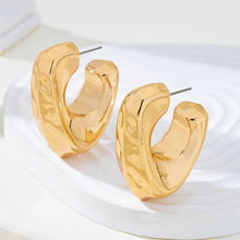 Load image into Gallery viewer, Hammered Gold-Tone Statement Hoops