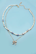Load image into Gallery viewer, CERAMIC PORCELAIN PEARL BOW LAYER NECKLACE | 80N91555