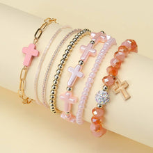 Load image into Gallery viewer, Cross Charm Mixed Beaded Bracelet Set