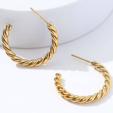 Load image into Gallery viewer, 18K STAINLESS STEEL WATERPROOF TARNISH FREE HOOPS