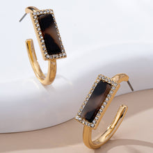 Load image into Gallery viewer, Tortoise &amp; Pavé Gold Hoop Earrings | 80E61636
