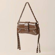 Load image into Gallery viewer, Glossy Leather Rivet Trim Shoulder Bag