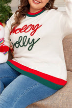Load image into Gallery viewer, Plus Size Christmas Holly Jolly Colorblock Edge Sweater