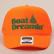 Load image into Gallery viewer, Boat Dreamin' Text Logo Printed Mesh Back Cap