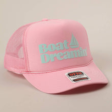 Load image into Gallery viewer, Boat Dreamin' Text Logo Printed Mesh Back Cap