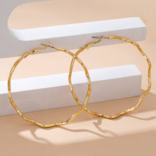 Load image into Gallery viewer, Oversized Hammered Gold Wavy Hoop Earrings