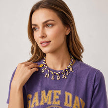 Load image into Gallery viewer, Western GAME DAY Charm Fabric Braided Statement Necklace