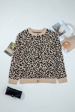 Load image into Gallery viewer, Leopard Drop Shoulder Chunky Cardigan Sweater