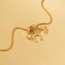 Load image into Gallery viewer, Western Rhinestone Horseshoe Charm Necklace