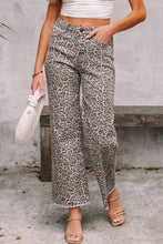 Load image into Gallery viewer, Leopard Frayed Edge Wide Leg Jeans