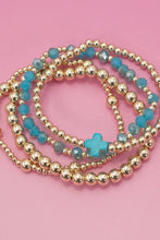 Load image into Gallery viewer, BOHO CROSS MULTI  COLORFUL BEADED STRETCH BRACELET