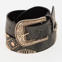 Load image into Gallery viewer, Western Floral Etched Buckle Vegan Leather Belt