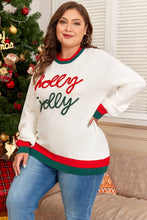 Load image into Gallery viewer, Plus Size Christmas Holly Jolly Colorblock Edge Sweater