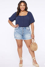 Load image into Gallery viewer, Plus Size Bubble Sleeve Button Front Blouse