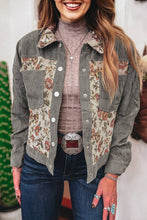 Load image into Gallery viewer, Floral Ribbed Corduroy Patchwork Shirt Jacket: Sage Green / S