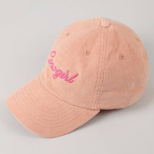 Load image into Gallery viewer, Cowgirl Text Solid Color Corduroy Baseball Cap