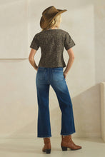 Load image into Gallery viewer, Leopard short sleeve denim top