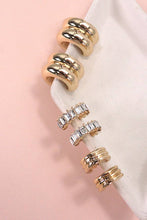 Load image into Gallery viewer, BAGUETTE STONE DOUBLE HOOP HUGGIE TRIO EARRINGS | 80E5317