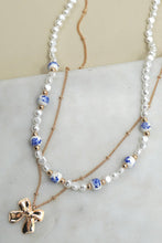 Load image into Gallery viewer, CERAMIC PORCELAIN PEARL BOW LAYER NECKLACE | 80N91555